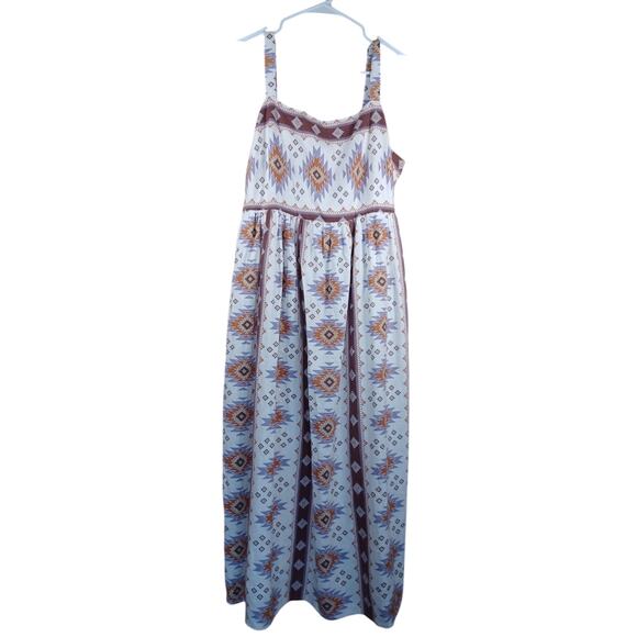 Sonoma Dresses & Skirts - Sonoma Goods For Life Aztec Boho Maxi Dress Size XL Linen Blend Smocked